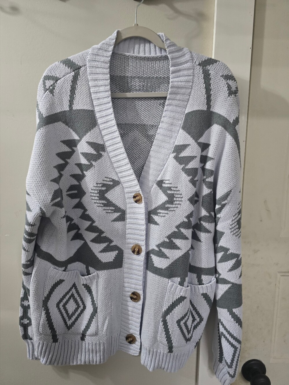 Gray Patterned Women's Sweater - Picture 3 of 9
